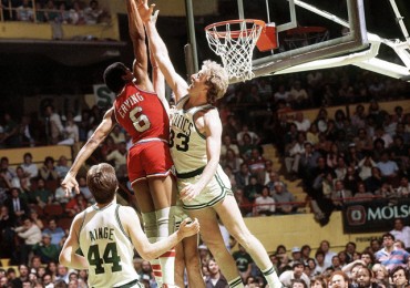 Dr J dunks on Larry Bird